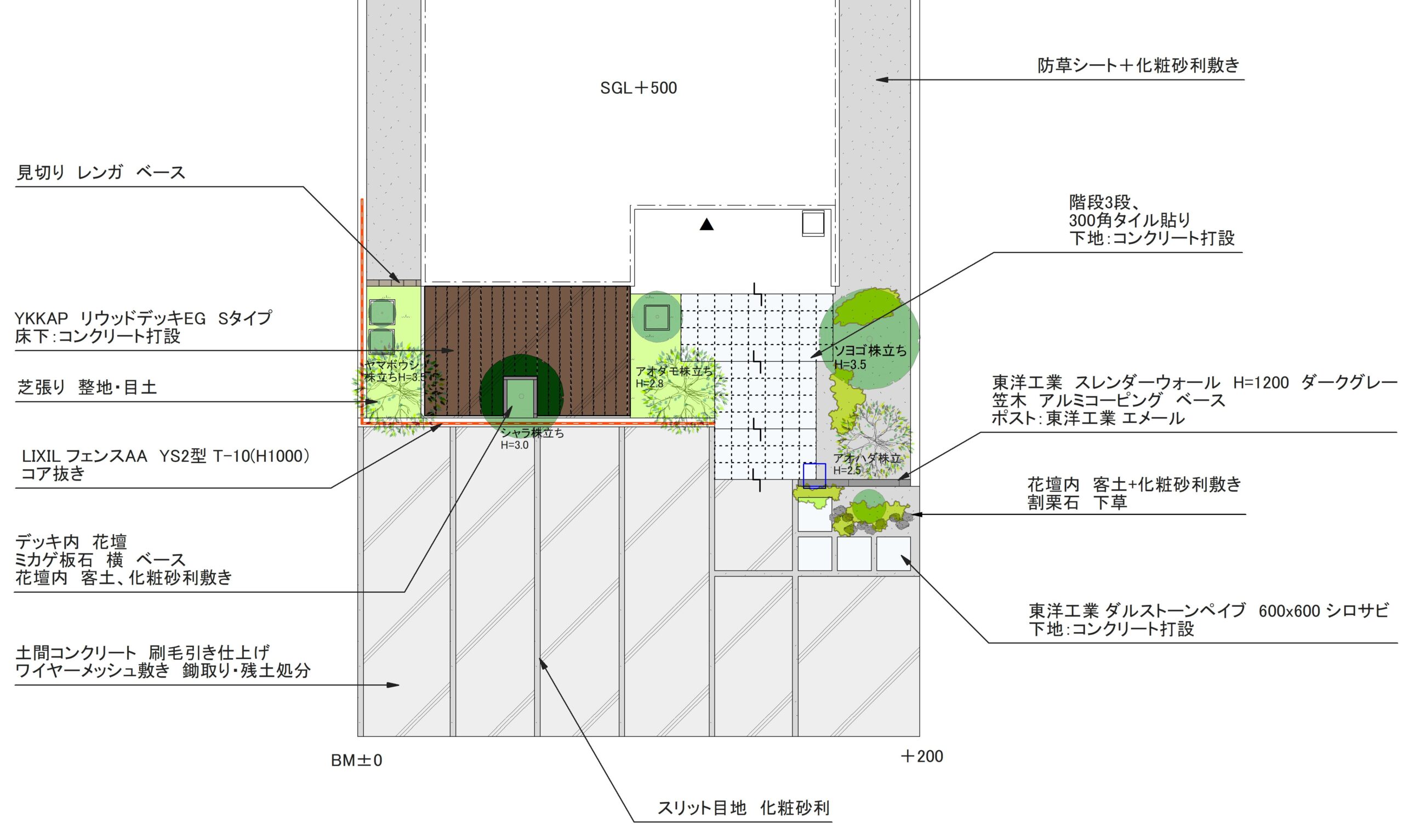 石川県エクテリアプラン　金沢市外構平面図